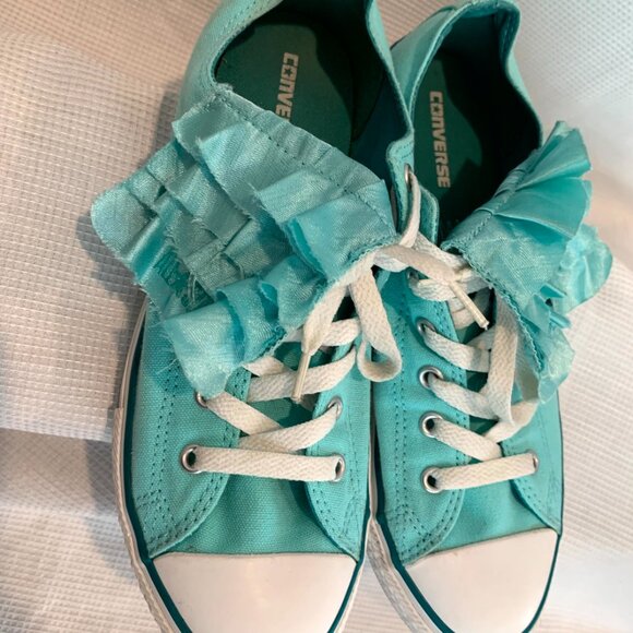 Converse Chuck Taylor All Star Junior Size 6 Aqua Teal Turquoise Ruffle - Picture 9 of 10